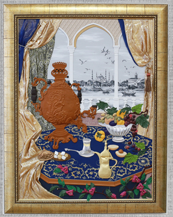 Турецкий кальян (кожа, сукно, ткань, роспись) размер  96х72, цена 500 000 тенге